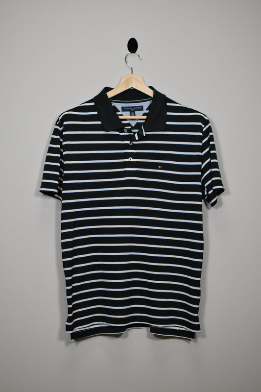 Polo Tommy Hilfiger a Rayas Blanco y Negro - XL