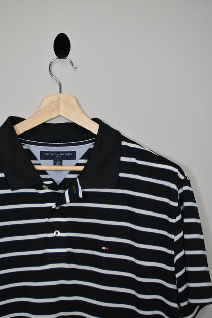 Polo Tommy Hilfiger a Rayas Blanco y Negro - XL